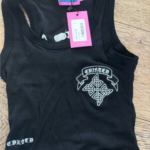 Edikted Black Tank Top with Classic Crew Neck